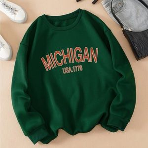 SHEIN Green Michigan sweatshirt / pullover